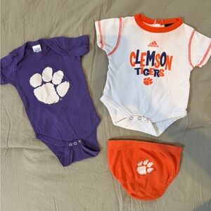 Clemson Infant Bodysuit Bundle in Purple, White & Orange